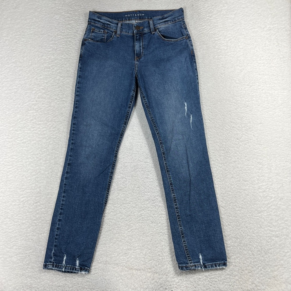 Mott & Bow Slim Boyfriend Ridge 21Mo Jean Distressed 26x28 (Fits 27x27) Blue